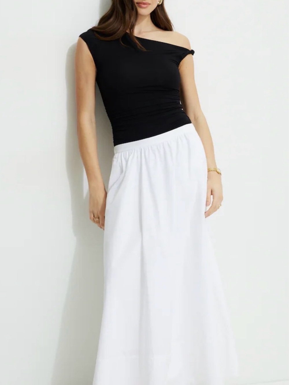 Voluminous Poplin White Maxi skirt
